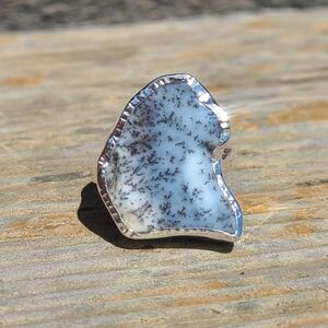 Merlinite Dendritic Opal Slice - Turkey 925 Ring
